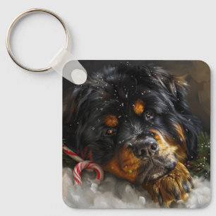 Tibetansk Mastiff Hund Jul Festlig Nyckelring