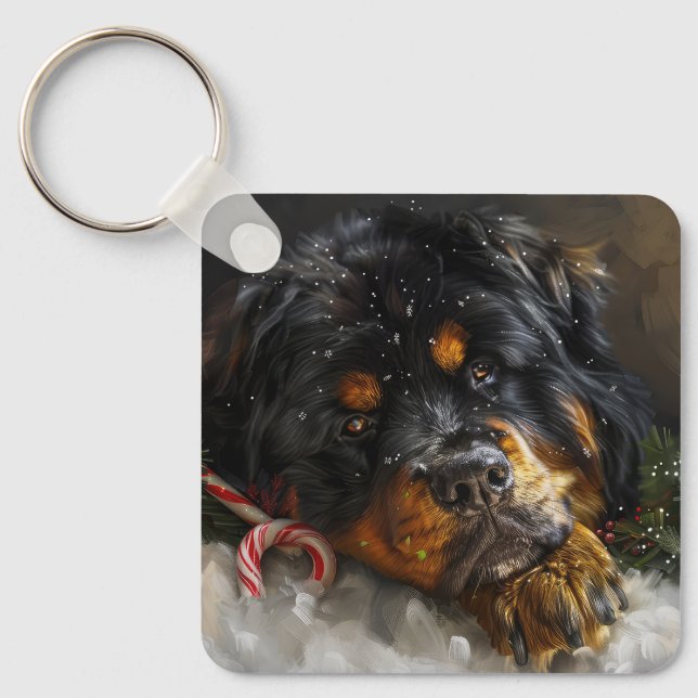 Tibetansk Mastiff Hund Jul Festlig  Nyckelring (Framsida)