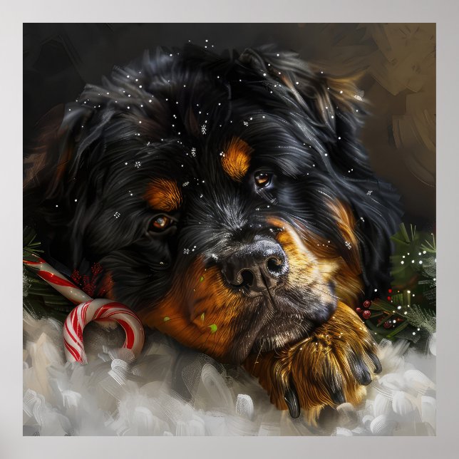 Tibetansk Mastiff Hund Jul Festlig  Poster (Framsidan)