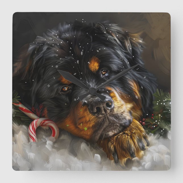 Tibetansk Mastiff Hund Jul Firande Fyrkantig Klocka (Framsida)