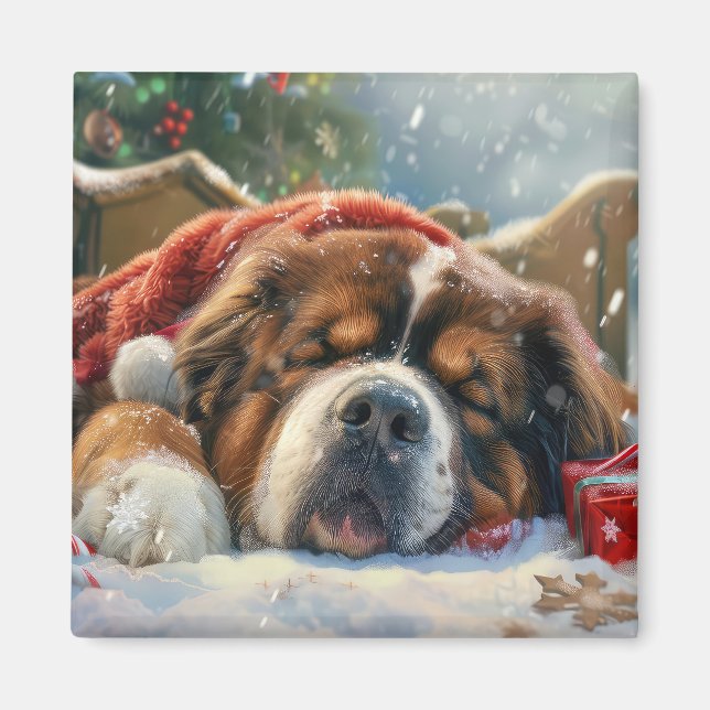 Tibetansk Mastiff Hund Jul Firande Magnet (Framsidan)