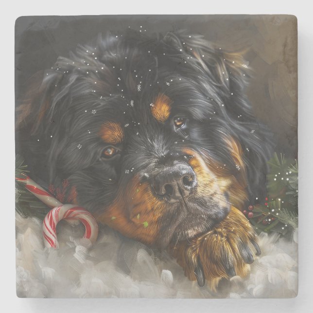 Tibetansk Mastiff Hund Jul Firande Stenunderlägg (Framsidan)