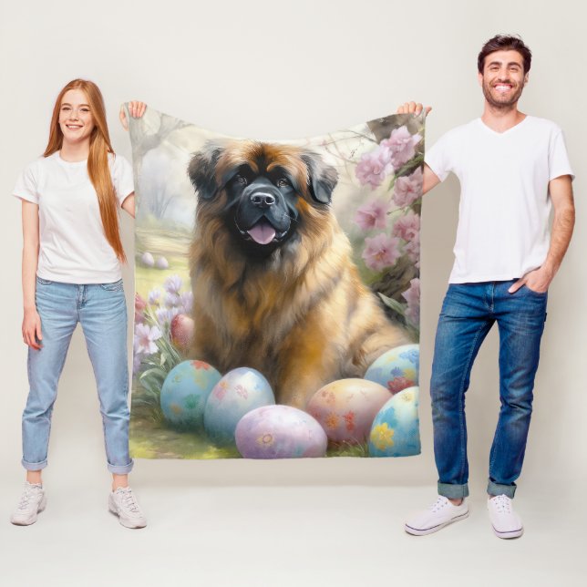 Tibetansk Mastiff Hund med Påskägg Semester  Fleecefilt (På plats)