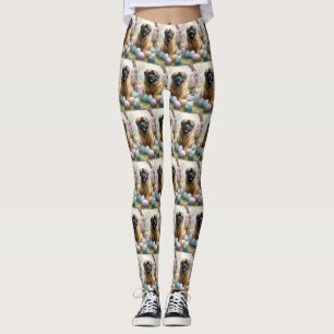 Tibetansk Mastiff Hund med Påskägg Semester Leggings