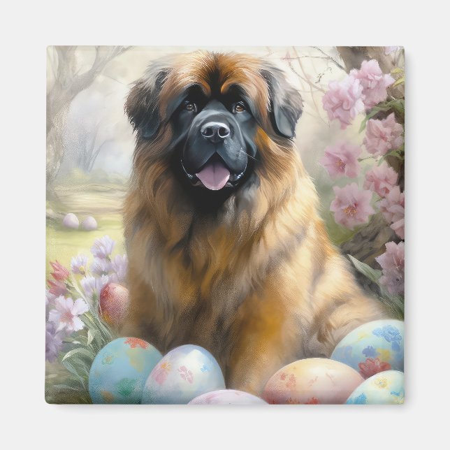 Tibetansk Mastiff Hund med Påskägg Semester  Magnet (Framsidan)