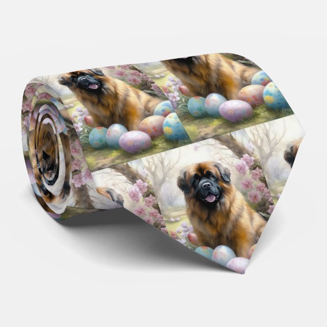 Tibetansk Mastiff Hund med Påskägg Semester  Slips (Rullad)