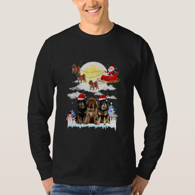 Tibetansk Mastiff Hund Santa Sleigh jul Älskare  T Shirt (Framsida)