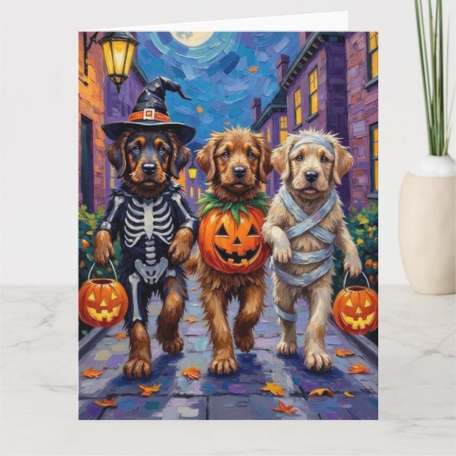 Tibetansk Mastiff Hundar i Halloween-kostymer Kort (Framsida)