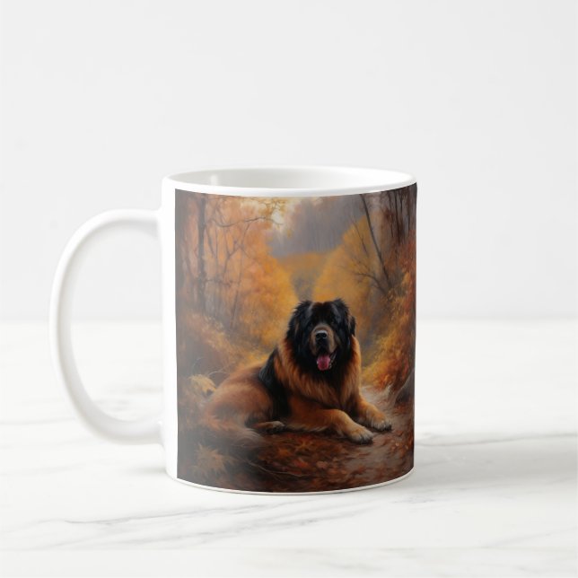Tibetansk mastiff i Höst löv Fall Inspire Kaffemugg (Vänster)