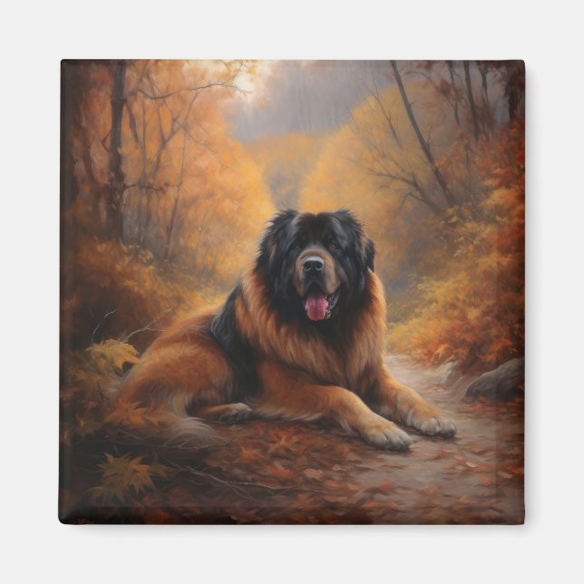 Tibetansk mastiff i Höst löv Fall Inspire Magnet (Framsidan)