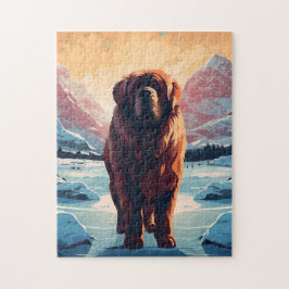 Tibetansk Mastiff i snöbergen Pussel