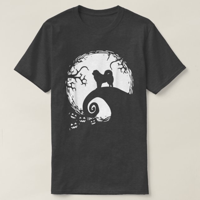 Tibetansk mastiff och Måne Halloween T Shirt (Design framsida)