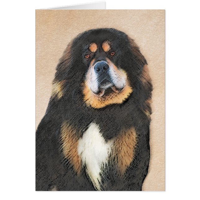 Tibetansk Mastiff Painting - Cute Original Hund Ar Hälsningskort (Framsidan)