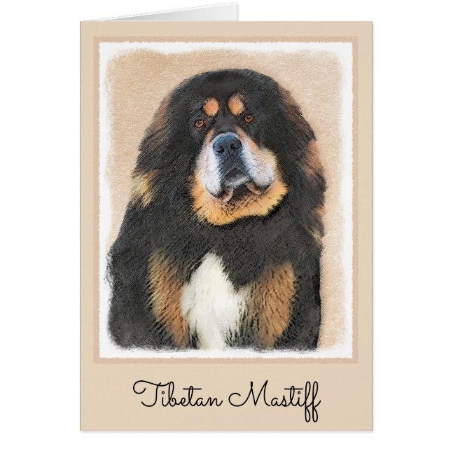 Tibetansk Mastiff Painting - Cute Original Hund Ar Hälsningskort (Framsidan)