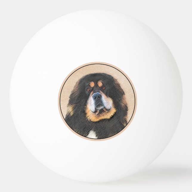 Tibetansk Mastiff Painting - Cute Original Hund Ar Pingisboll (Framsidan)