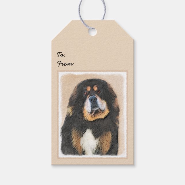 Tibetansk Mastiff Painting - Cute Original Hund Ar Presentetikett (Framsidan)