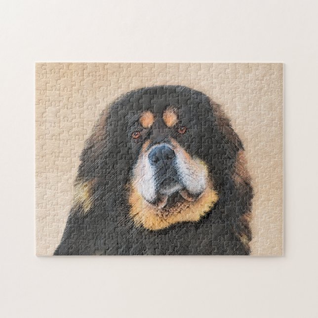 Tibetansk Mastiff Painting - Cute Original Hund Ar Pussel (Horisontell)