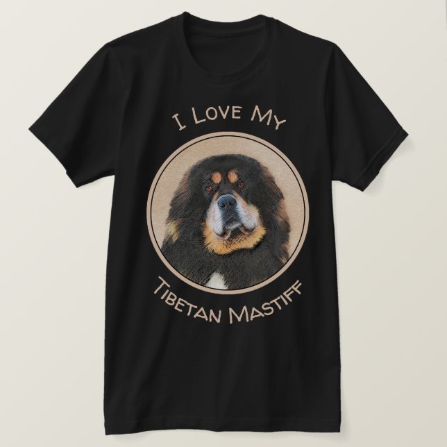 Tibetansk Mastiff Painting - Cute Original Hund Ar T Shirt (Design framsida)