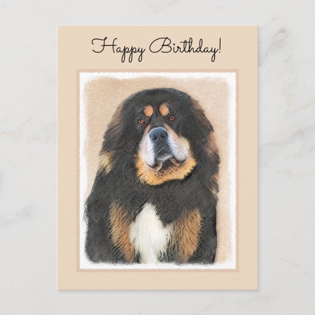 Tibetansk Mastiff Painting - Cute Original Hund Ar Vykort (Framsida)