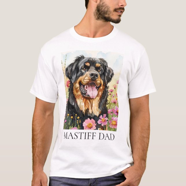 Tibetansk Mastiff Pappa Watercolor Shirt T (Framsida)
