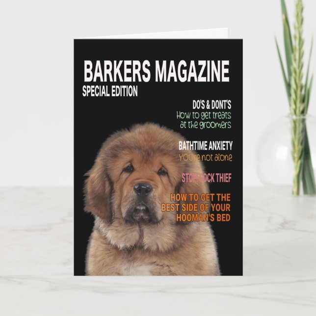 Tibetansk Mastiff Parody Magazine Cover Card Kort (Framsida)