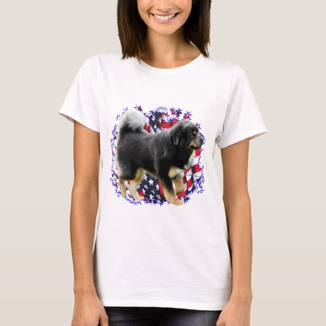 Tibetansk Mastiff Patriot Tee Shirt (Framsida)