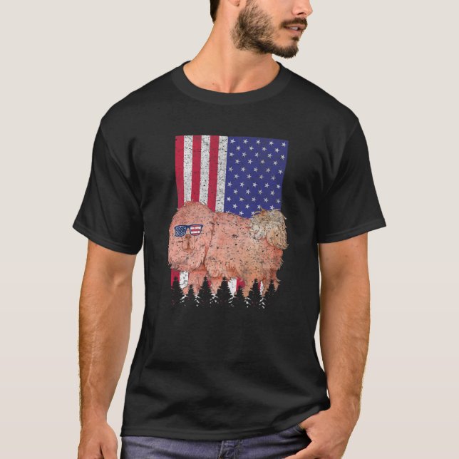 Tibetansk Mastiff Patriotic Hund USA Pride America T Shirt (Framsida)