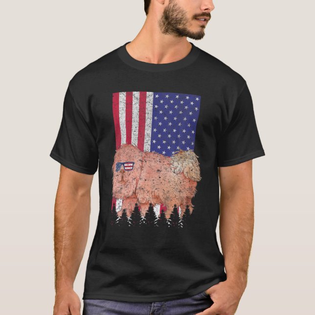 Tibetansk Mastiff Patriotic Hund USA Pride America T Shirt (Framsida)