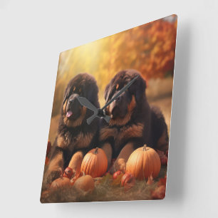 Tibetansk mastiff Puppy Autumn Delight Pumpkin Fyrkantig Klocka