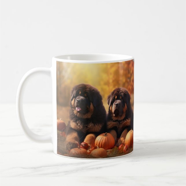 Tibetansk mastiff Puppy Autumn Delight Pumpkin Kaffemugg (Vänster)