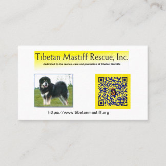 Tibetansk Mastiff Rädding, Inc. Information Busine Visitkort