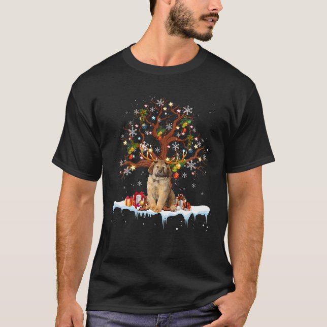Tibetansk Mastiff Reindeer Costume jul Ornamen T Shirt (Framsida)