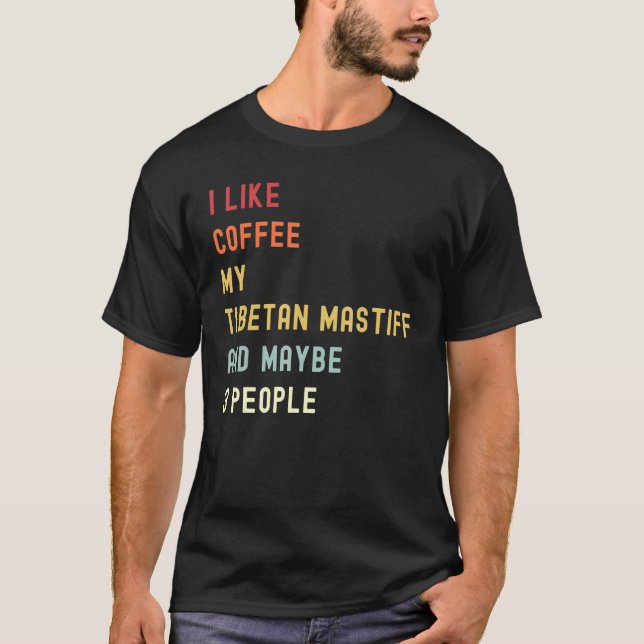 Tibetansk mastiff Retro-Hund och kaffe T Shirt (Framsida)