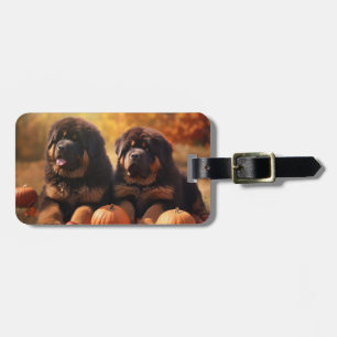 Tibetansk Mastiff-valp Höstglädje Pumpa Bagagebricka