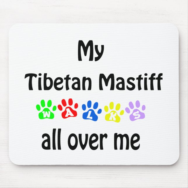 Tibetansk Mastiff Walks Design Musmatta (Framsidan)
