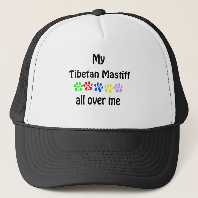 Tibetansk Mastiff Walks Design Truckerkeps (Framsida)