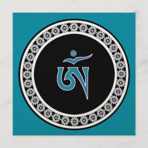 Tibetansk Om-symbol i ring med ädelsten Inbjudningar