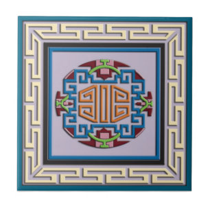 Tibetansk ornament kakelplatta