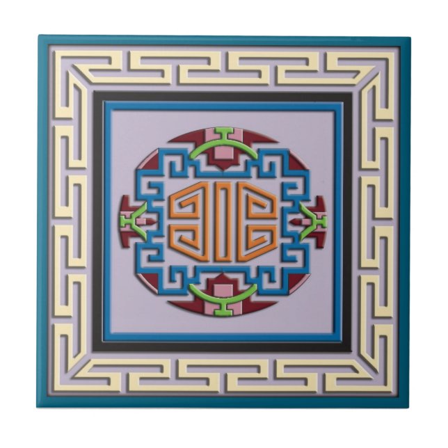 Tibetansk ornament kakelplatta (Framsidan)