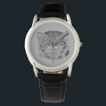 Tibetansk Pallas Cat Vilda djur Wristwatch Armbandsur<br><div class="desc">Ansikte i denna klocka har en grått-bakgrund och en handdragen skiss av stil som illustrerar en tibetansk Pallas Cat. Gör en unik gåva till alla som kärlek vilda djur. Den tibetanska Pallas Cat namngavs efter Peter Simon Pallas och är medborgare i vild katt i Tibet. De går också vid namn...</div>
