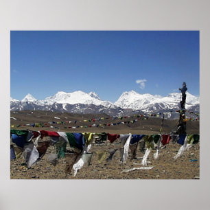 Tibetansk Plateau-höjdpunkt på väg till Kailash Poster