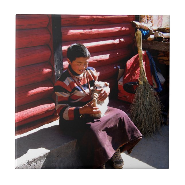Tibetansk pojke kakelplatta (Framsidan)