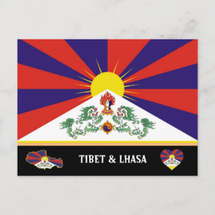 Tibetansk resa i Flagga och Himalayan land / Tibet Vykort
