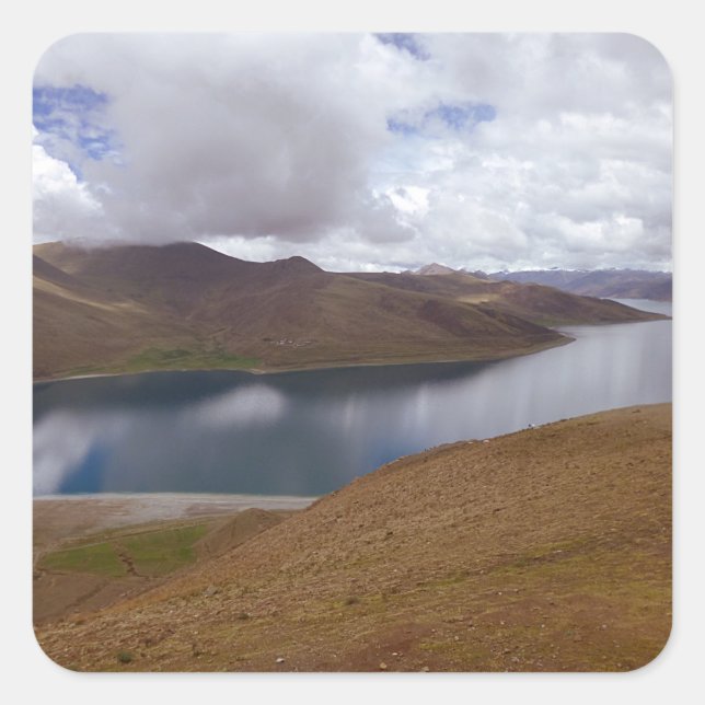 Tibetansk Sjö Fyrkantigt Klistermärke (Framsida)