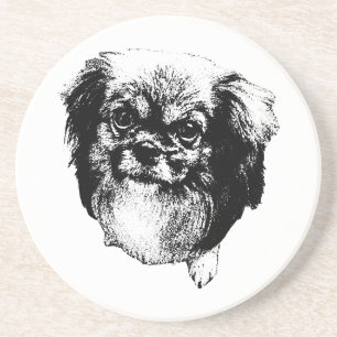 Tibetansk Spaniel Coaster - Monokrom Hundkonst Underlägg