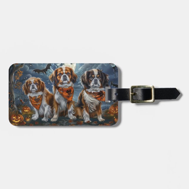 Tibetansk Spaniel Halloween Kuslig Bagagebricka (Horisontell Framsida)