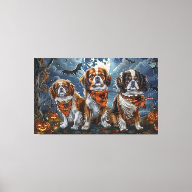 Tibetansk Spaniel Halloween Kuslig  Canvastryck (Framsida)