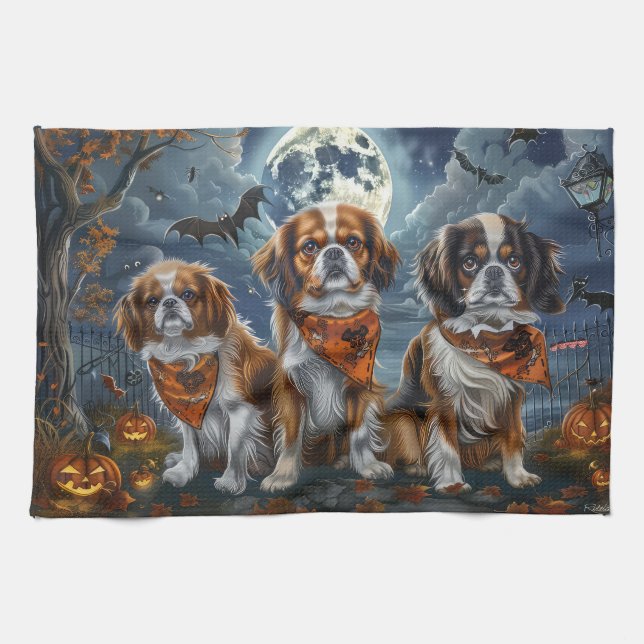 Tibetansk Spaniel Halloween Kuslig  Kökshandduk (Horisontell)