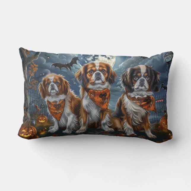 Tibetansk Spaniel Halloween Kuslig Lumbarkudde (Baksida)