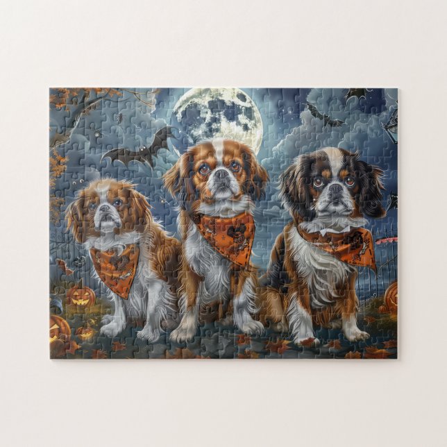 Tibetansk Spaniel Halloween Kuslig  Pussel (Horisontell)